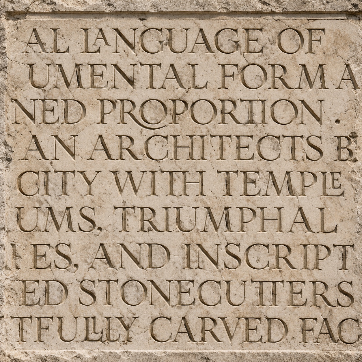 A close-up of Roman capital letters carved into stone